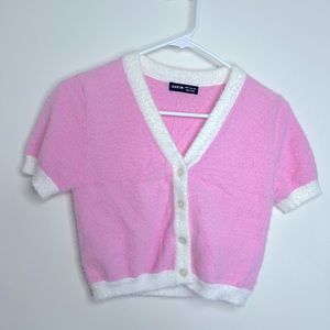 NWOT Shein Crop Pink & White Sweater, Size M